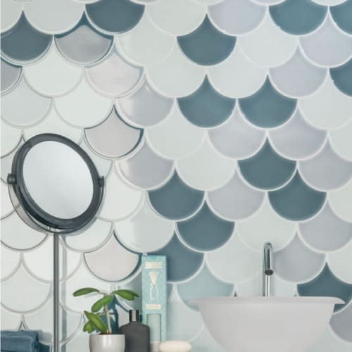 歐式手工亮釉魚鱗壁磚