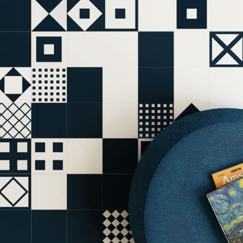 伊薇特法式花磚-極簡藍