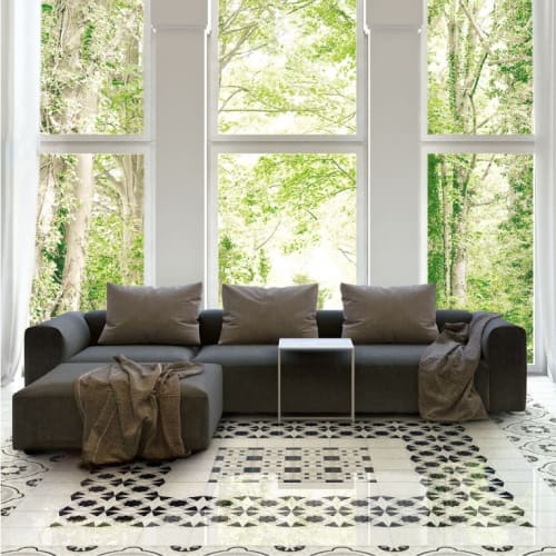 伊特水磨石花磚-鑽黑