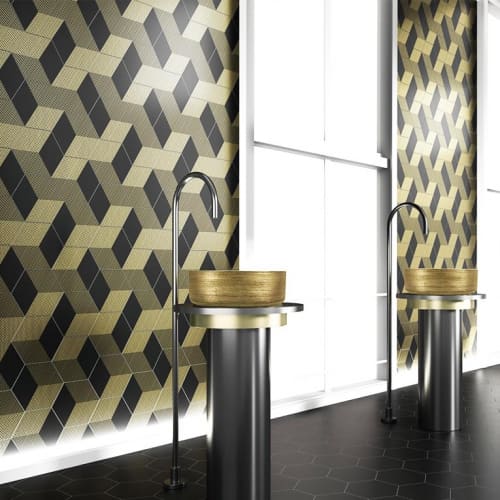 凡賽斯鏤金鑲邊六角磚-黑金