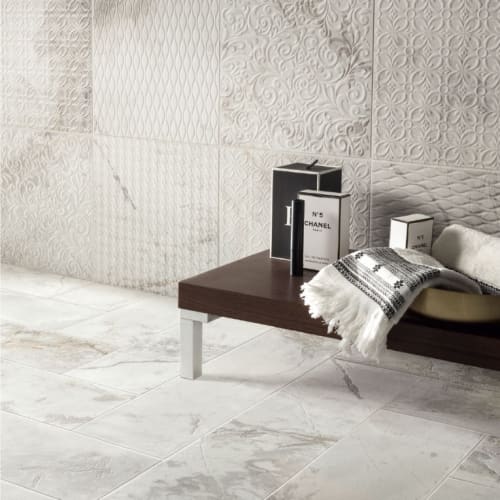 浮雕花磚-3D黃金雕刻白大理石磁磚