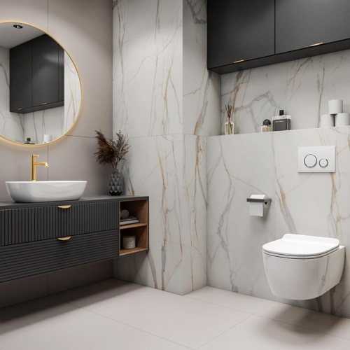 倫巴底黃金卡拉拉白大理石磁磚