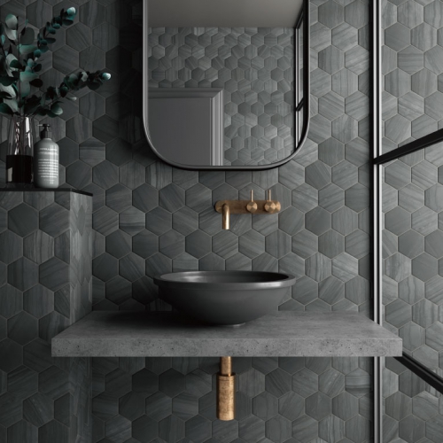 亞里斯石紋六角磚-質調黑