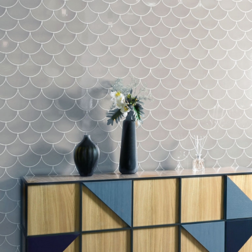 歐式手工亮釉魚鱗壁磚