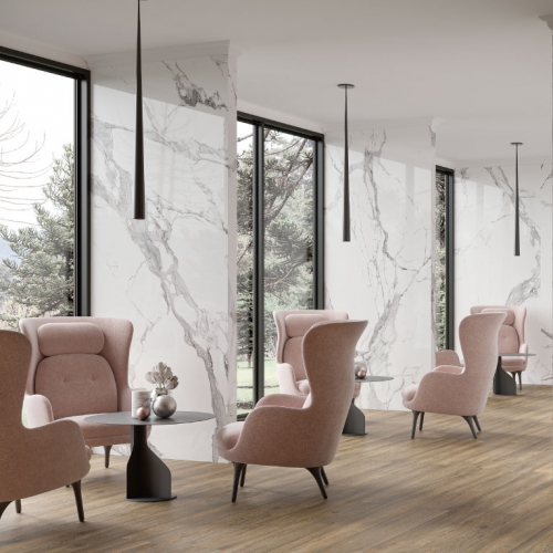 埃森雕刻白大理石磁磚-亮面