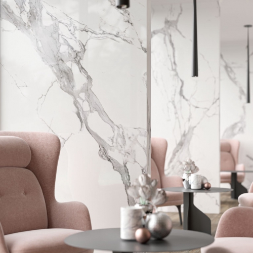 埃森雕刻白大理石磁磚-亮面