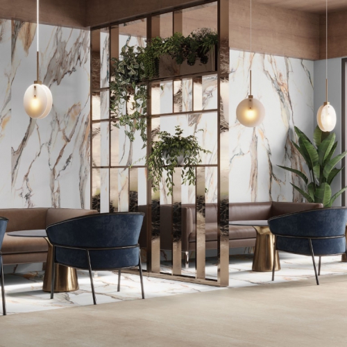 埃森黃金雕刻白大理石大板磚