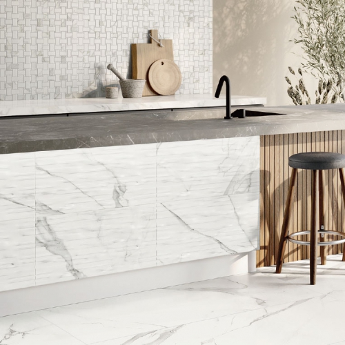 3D卡拉拉銀狐大理石磁磚-立體線條