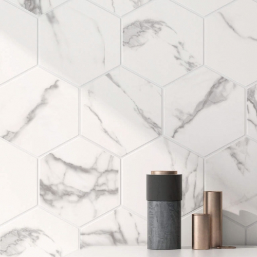 尼洛雕刻白大理石六角磚