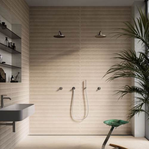 克利希石紋線條花磚-矽沙白